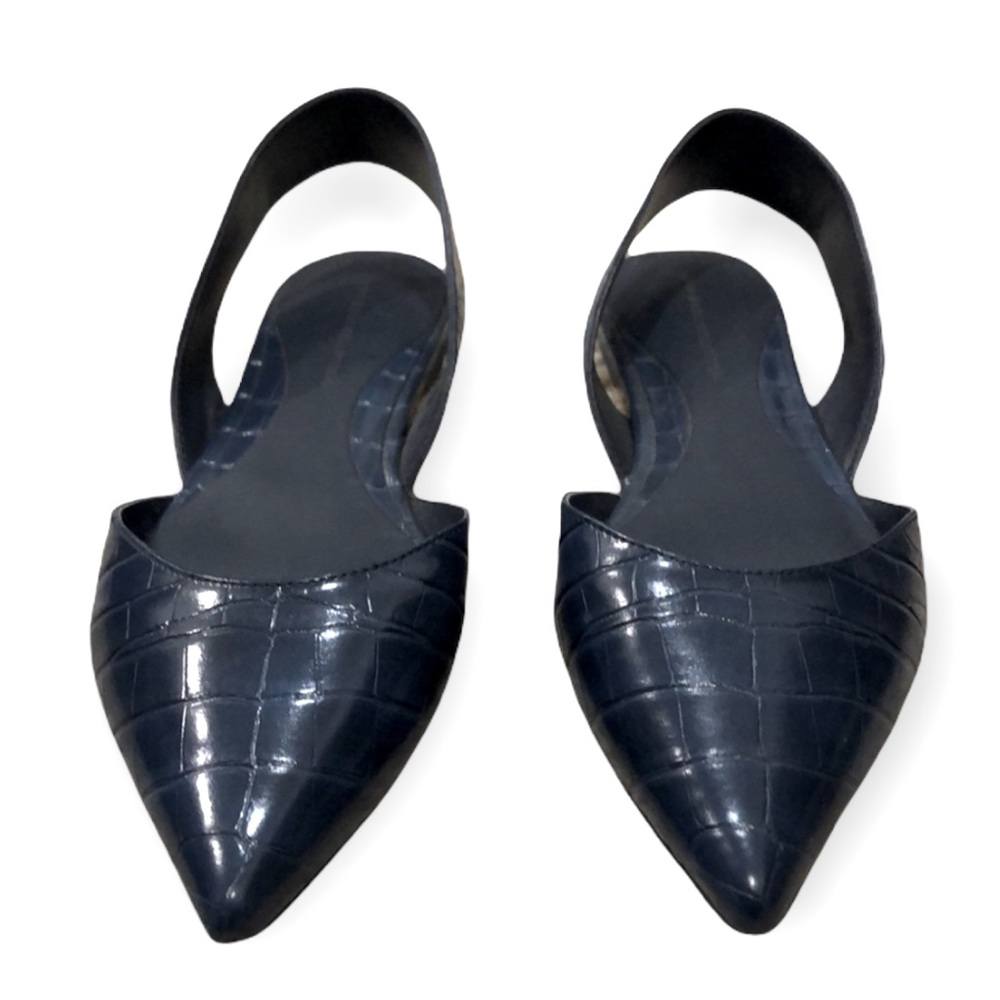 ZARA Croc Embossed Slingback Flats